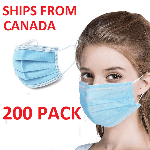 200 Pack Masque Facial Jetable 3 Plis Boucle d'Oreille Soutenir les Canadiens Locaux - Navires du Canada Jetable Masques - Zoomtoner