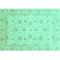 thumbnail image 1 of Ahgly Company Machine Washable Indoor Rectangle Oriental Turquoise Blue Traditional Area Rugs, 7' x 10', 1 of 4