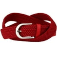 thumbnail image 3 of Falari Men Women Canvas Elastic Fabric Woven Stretch Braided Belt - Red X-Large, 3 of 5
