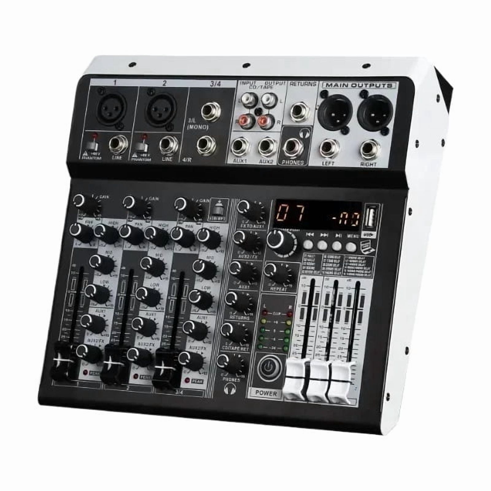 Mixer Sound 2x Mono Stereo Input 4 Channel Digital Mixing Console for DJ Studio Stage