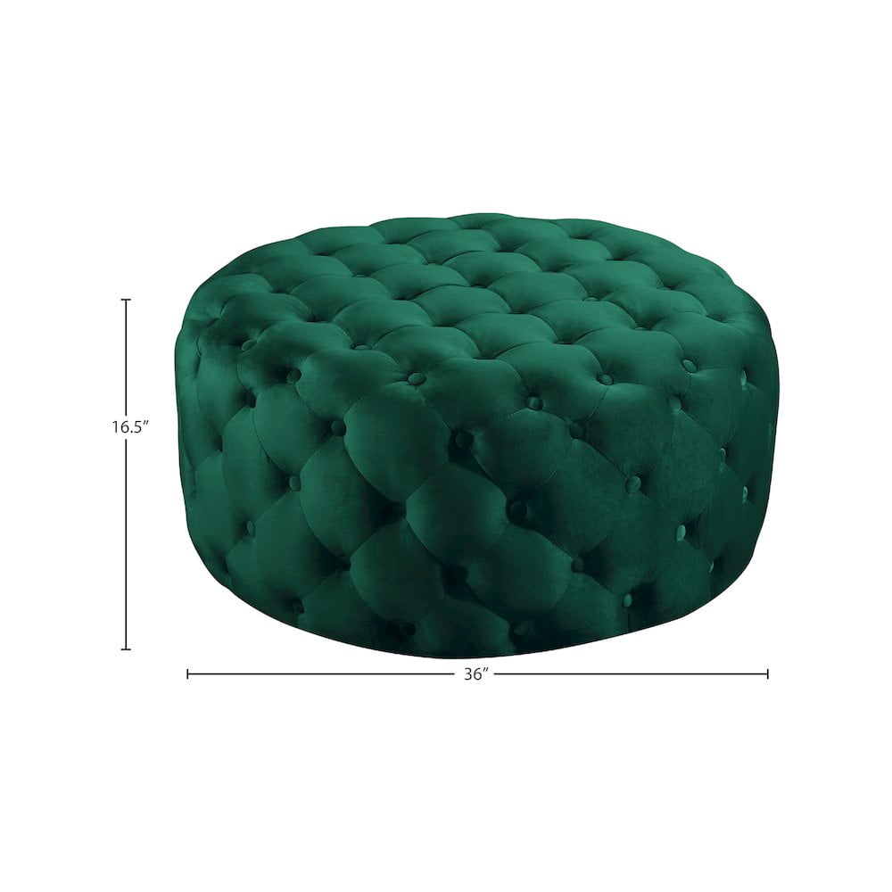 Meridian Furniture Addison Button Tufted Green Velvet Ottoman and Bench