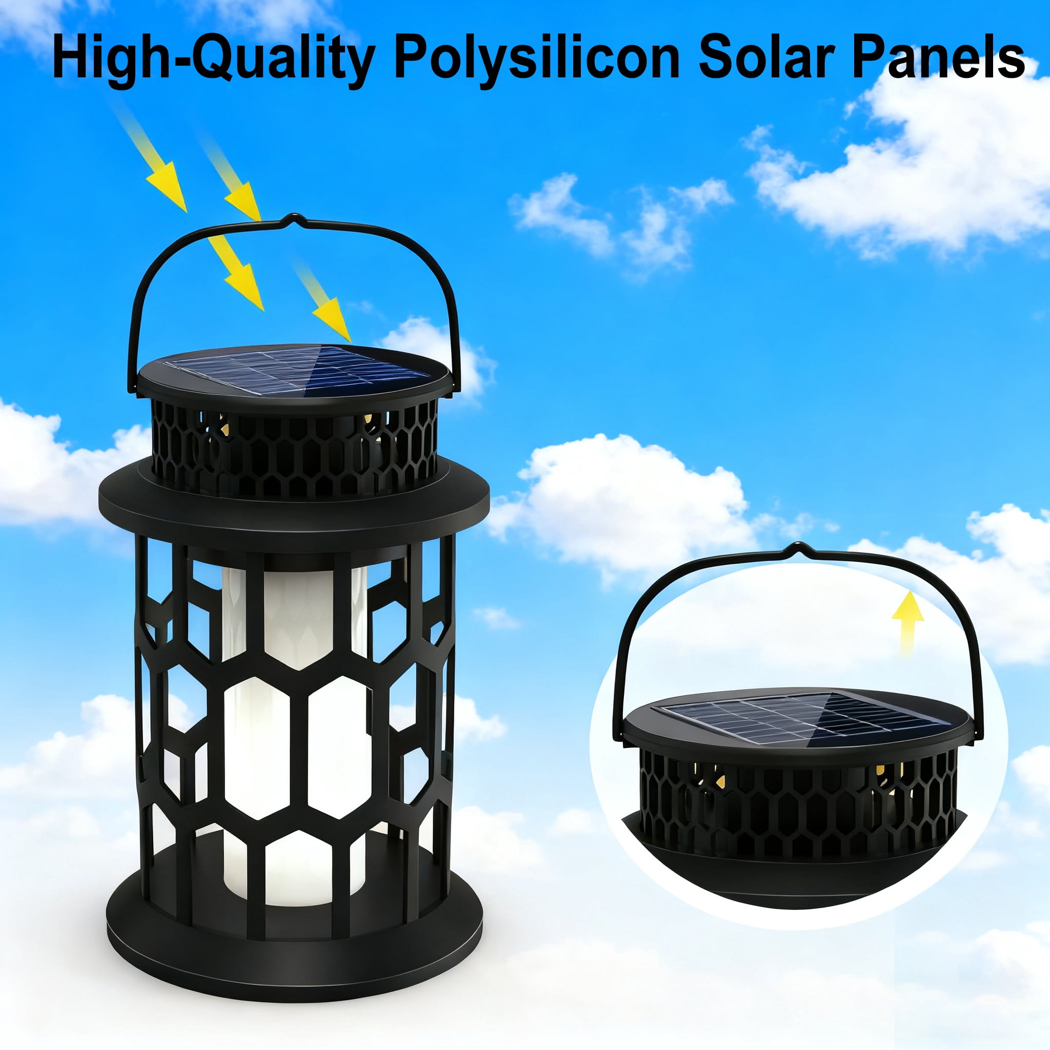 SZRSTH Solar Lights Outdoor, Flickering Flame Solar Lanterns for Garden Patio Yard Decorations