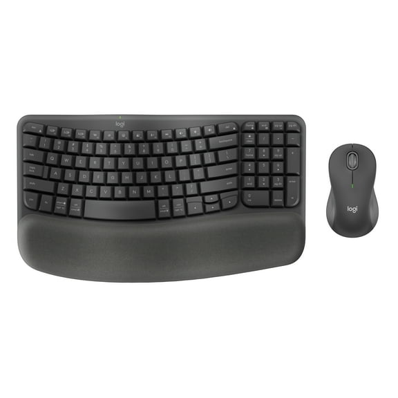 Logitech Wave Keys MK670 Wireless Keyboard and Mouse Combo for Windows/Mac with Integrated Palm-rest, Graphite