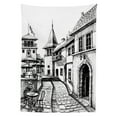 thumbnail image 3 of Ambesonne Rustic Tablecloth Rectangular Table Cover, Old Town Street Peaceful, 52"x70", Black White, 3 of 4