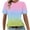 Sky Blue A, variant on Asxite Womens Tops Short Sleeve Trendy Gradient Round Neck Casual Loose and Breathable Blouse