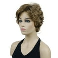 thumbnail image 2 of Women's Short Curly Wavy Wig Synthetic Hair Full Wig for Daily Use, 6 inches, Light Golden Brown, 2 of 8