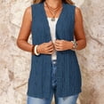 thumbnail image 5 of CIENVNSTG Women's Sweater Vest Plus Size Sleeveless Lightweight Open Front Knit Cardigan Casual Loose Sweaters with Pockets Blue S, 5 of 6