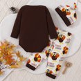 thumbnail image 3 of Boys Thanksgiving Outfit Sets Long Sleeved Graphic Romper Pant Hat Soft 3Pc Set, 3 of 5