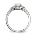 thumbnail image 2 of 925 Sterling Silver Rhodium Plated Cubic Zirconia and Simulated White Opal Ring Size 8 1.68mm Wide , 2 of 2
