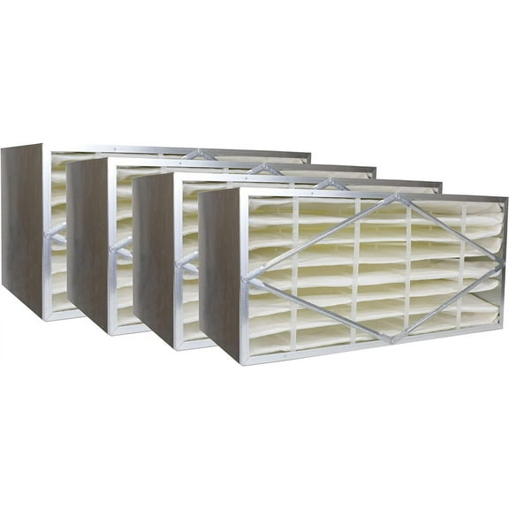 Filterbuy 12x24x12 MERV 14 No Header, Rigid Cell Box Filters HVAC Replacement (4-Pack)