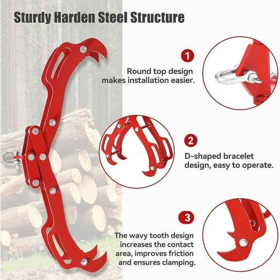 Historyli Logging Tongs, 18IN, with 4 Claws, Log Grapple Hook, for Timber and Firewood, Two-claw