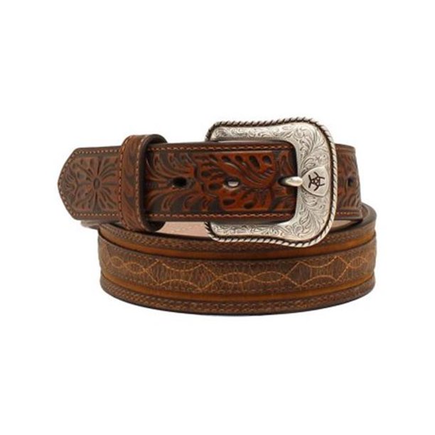 Ariat Ariat A102000246 Mens Barbed Wire Stitching Leather Belt, Size