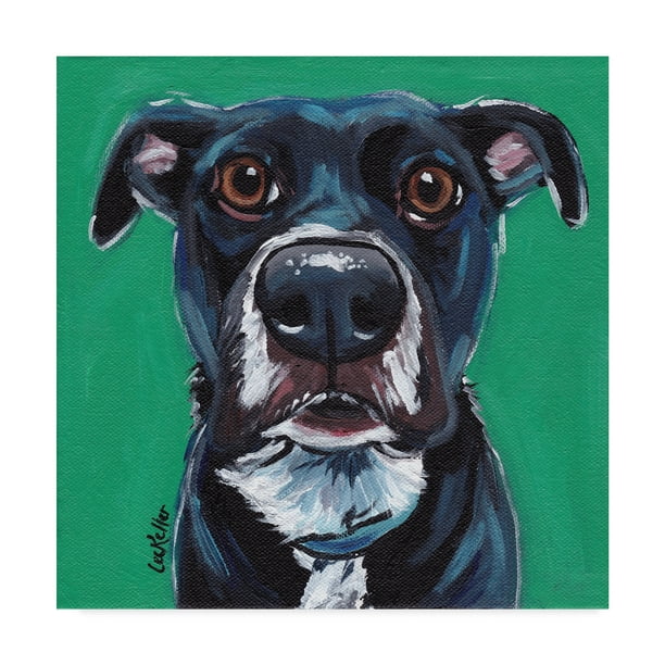 Trademark Fine Art 'Black Dog On Emerald' Canvas Art by Hippie Hound