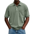 thumbnail image 3 of Mens Vintage Washed Polo Shirts Classic Fit Pullover Shirts Summer Lapel Button Tops Casual Retro Distressed Tee Top, 5XL, 3 of 5