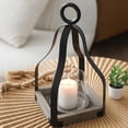thumbnail image 2 of SwallowLiving Rustic Farmhouse Wood and Metal Candle Lantern Table Decor, 2 of 7