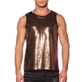 thumbnail image 1 of CAMISAS PARA HOMBRES INSPIRE CHIC Lentejuelas Cuello Redondo Sin Mangas Top Metálico 2XL Dorado, 1 of 6