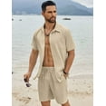 thumbnail image 5 of COOFANDY Mens Short Sets 2 Piece Outfits Casual Button-Down Shirts Beach Wedding Attire, 5 of 10