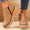 #304-Khaki, variant on Roncen Women's Casual Winter Chunky Heel Ankle Boots - Solid Color Round Toe Thick Platform Short Shaft Booties with Wedge Heel for Fashionable Outfit