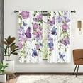 thumbnail image 3 of Purple Butterfly Window Curtains 42W X 63L Inches 2 Panels Rod Pocket Spring Floral Lavender Curtains Lilac Summer Leaves Plant Girly Window Drapes Treatment Living Room Bedroom Home Decor, 3 of 6