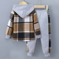 thumbnail image 4 of Diufon Toddler Baby Boys Clothes Set Plaid Long Sleeve Hoodie Sweatshirt and Pants Fall Winter 2 Piece Outfit, 4 of 7