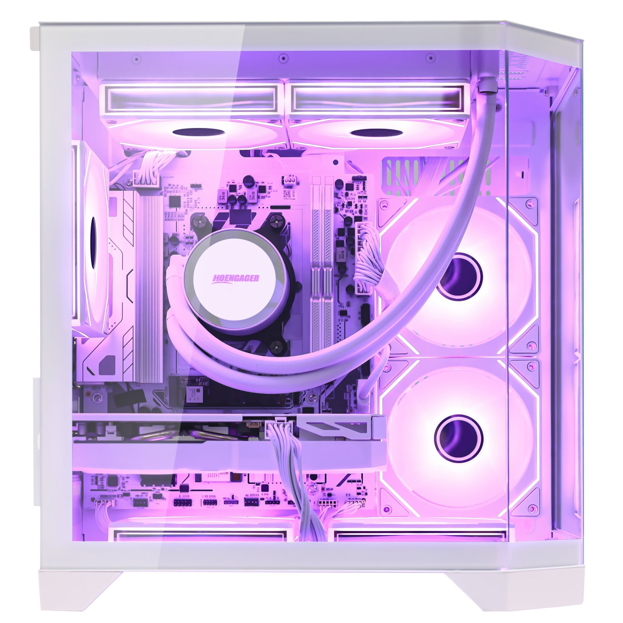 Hoengager Ocean Of Star RTX 5070 12GB Gaming PC - AMD Ryzen 7 7800X3D 8-Core 4.2GHz, 32GB DDR5 RAM, 1TB PCIe SSD, Windows 11 RGB Prebuilt Tower-White