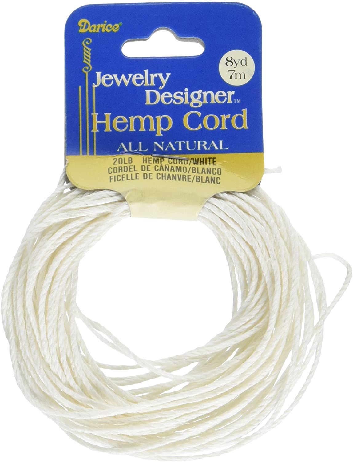 Darice Hemp Cord 20 8 Yards/PkgWhite
