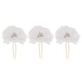 thumbnail image 6 of 3Pcs/Set Bridal Flower Hairpin Hair Ornament Headwear Jewelry , White, 8x4cm, 6 of 8