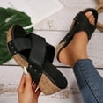 thumbnail image 6 of IUJSOY Sandals for Women 2025 Platform Wedge Sandals Criss Cross Strap Cork Dress Summer Slides, 6 of 9