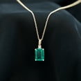 thumbnail image 3 of Rosec Jewels Lab Grown Emerald Solitaire Pendant with Moissanite for Women - 6X8 mm, 10K Yellow Gold, 3 of 8