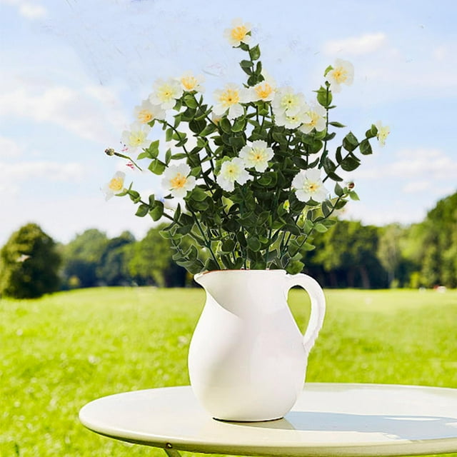 Eucalipto Sintético Ramo de camelias artificiales de seda para bodas,manojo de flores para decoración del hogar (blanco,1 pieza) Rkxzt