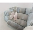 thumbnail image 3 of Sterling Silver Rose Quartz Earrings Smooth Long Soft Pale Pink Teardrop Simple Dangle Drops Designed for Adult Women, 3 of 5