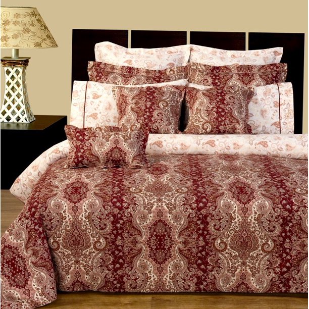 11Piece 100 Cotton Reversible Duvet Cover and Sheet Set Queen Hampton