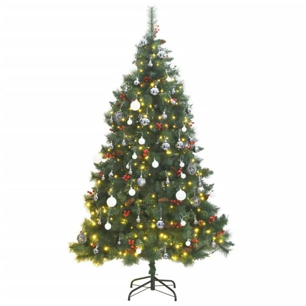 Árbol de Navidad Artificial Plegable vidaXL con Luces LED 180 cm Verde