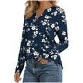 thumbnail image 5 of Ounisa Women's Long Sleeve Shirts Floral Printed Zipper Tops Tunics Casual Fall Ladies Tees, 5 of 6
