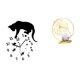 thumbnail image 1 of Reloj de pared con diseño de gato, reloj colgante con forma de hoja, estatua decorativa de cristal, hierro, silencioso, moderno y novedoso, apto para, 1 of 8
