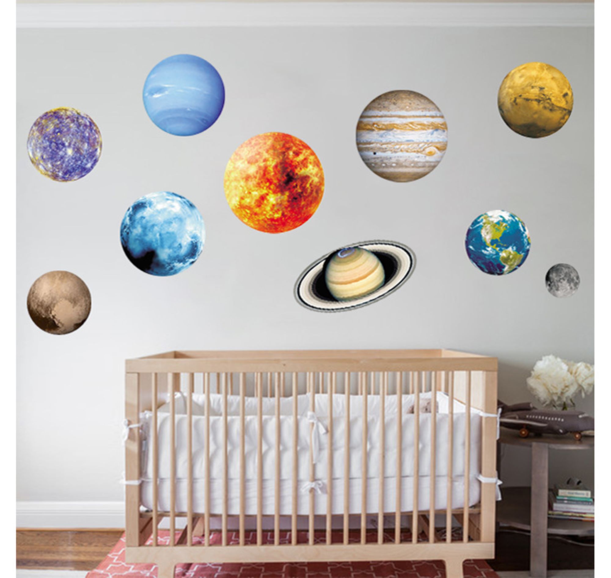 Glow in the Dark Solar System Wall Stickers for Kids Room, Sun Moon Earth Planet Decals, Space Wall Decor for Bedroom Ceiling