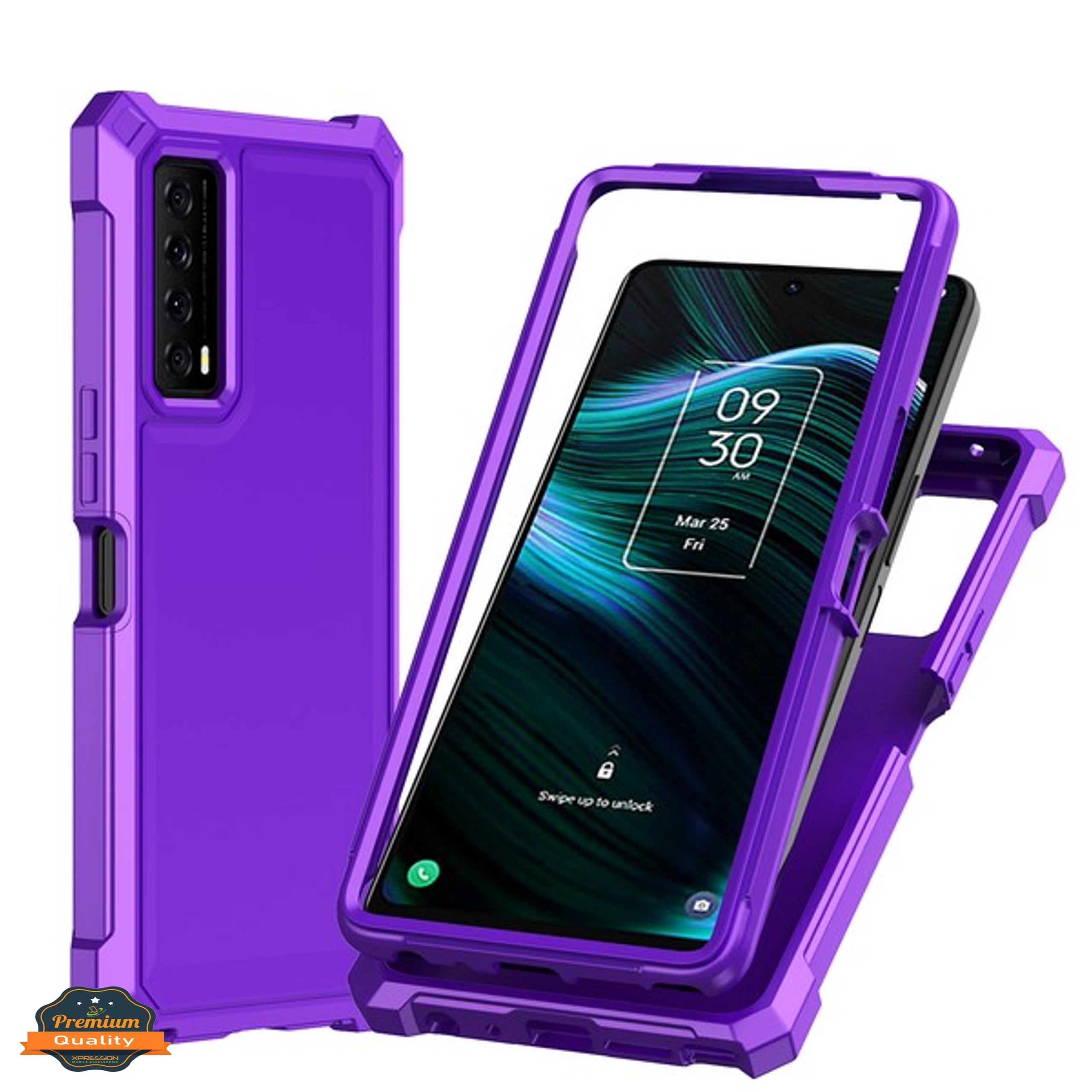 For TCL K24 /TCL K23 /TCL 50 LE Full-Body Dual Layer Hybrid Case Slim, Drop-Proof TPU Hard PC, Durable Corner Front Bumper Protector Phone Case Cover by Xpression, Purple