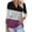 Purple, variant on Zpanxa Slimming V-Neck Lapel Top for Women Color Block 3/4 Sleeve Shirt Tunic Style Blouse Flattering for Arms Comfortable Casual Plus Size Friendly Wear