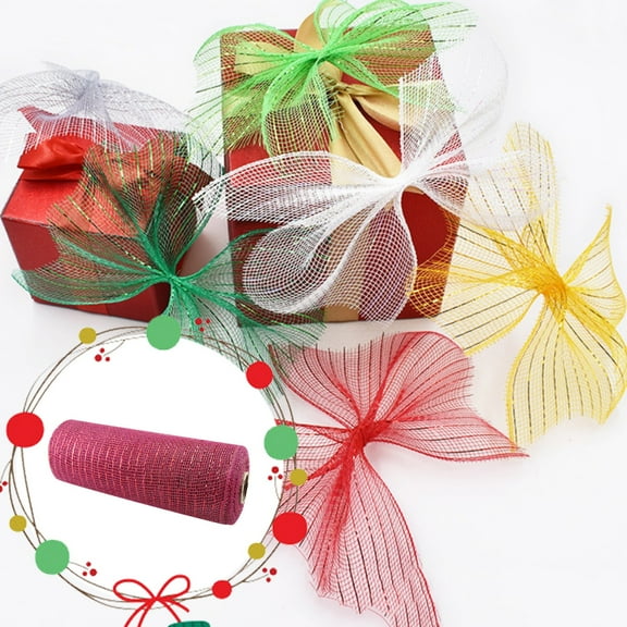 Christmas Deco Mesh Ribbon,10 inch (10 Yard) Each Roll for Wreaths Making, Swags and Christmas Tree Decoration
