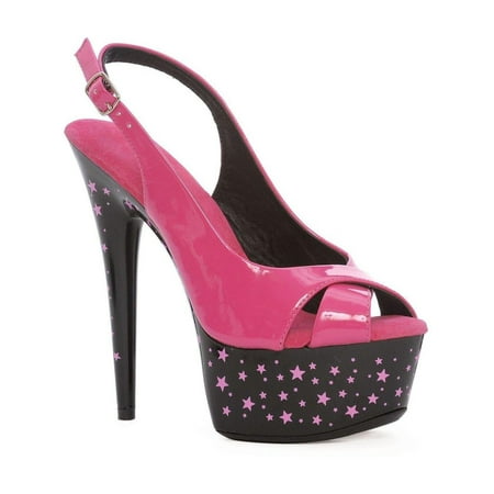 

Ellie Shoes E-608-Stardust 6 Star Sling Back Tattoo Stiletto 5 / Fuchsia