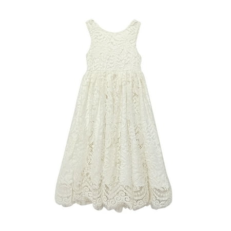 

Holloyiver Girls Flower Dresses Sleeveless Satin Dresses Party/Wedding Girls Sleeveless Party Dress Fit and Flare Silhouette Round Neckline & Back Zip Closure for 2-12 years