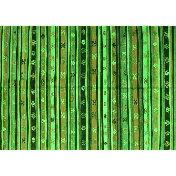 Ahgly Company Indoor Rectangle Southwestern Green Country Area Rugs, 7' x 9'