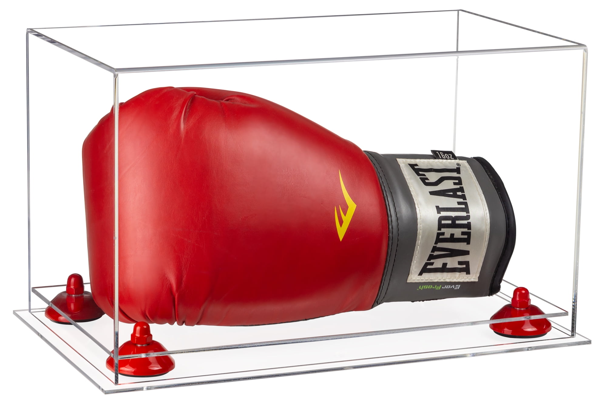 Clear Acrylic Single or Double Boxing Glove Display Case with Red