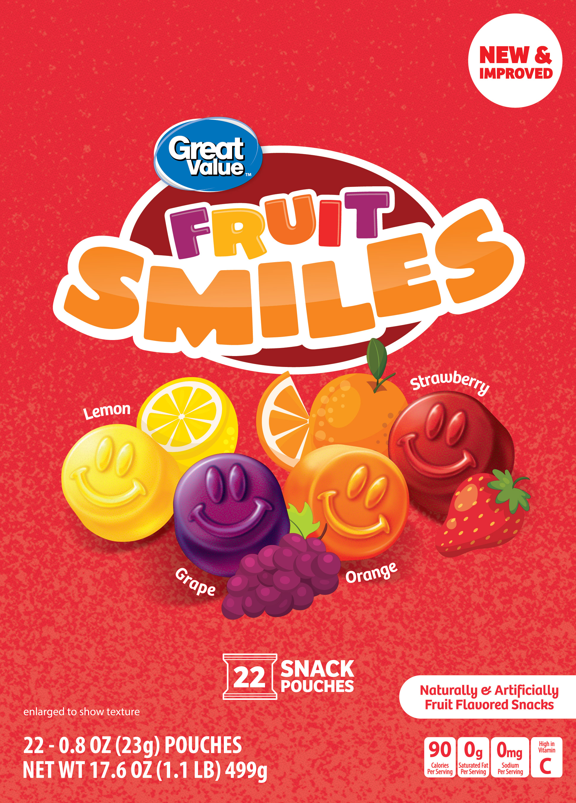 Great Value Fruit Smiles Snacks, Original Flavor, 22 Count