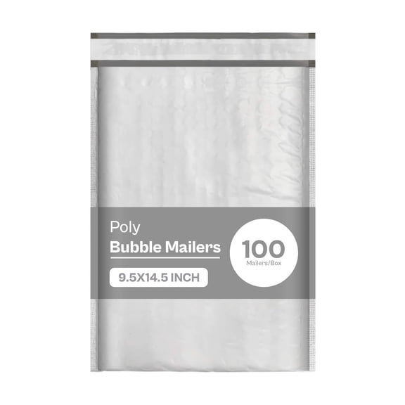 PSBM Poly Bubble Mailers #4 9.5" x 14.5" Tamperproof Seal White Grey Envelopes 100 Pcs for Small Business Shipping