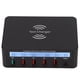 thumbnail image 5 of Bloque de estación de carga de teléfono USB 40W 6 puertos QC 3.0 Base de carga inalámbrica con pantalla LCD 100-240V Enchufe negro de la UE, 5 of 5