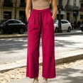 thumbnail image 5 of Levmjia Women's High Waisted Wide Leg Pants with Drawstring Side Pockets Front Slit Flowy Pants Casual Yoga Lounge Trousers for Summer, 5 of 6