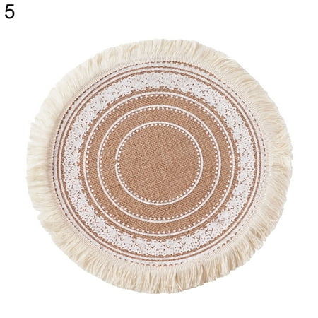 

Gwong Cotton Linen Table Mat Retro Style Insulation Non-slip Placemat Kitchen Decor(Type 5)