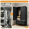 thumbnail image 6 of LUMAMIN Armoire Wardrobe Closet, 60" Tall 2 Doors Metal Wardrobe Cabinet with 1 Drawer, Adjustable Shelf & Hanging Rod for Bedroom, Office, Laundry, Entryway, Black, 6 of 11