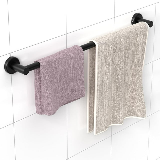 shiyou-Black Adjustable Single Towel Bar 11 to 23 Inch, Stainless Steel Hand Towel Bars Expandable Towel Racks, Wall Mounted Towel Racks with Screws for Bathroom Hand Towel Holder Hotel Style